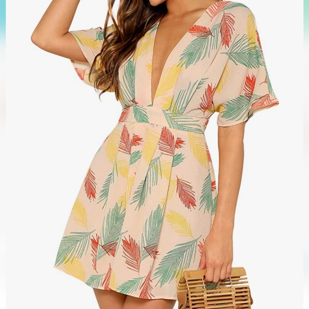 Deep V Tropical Vacation dress